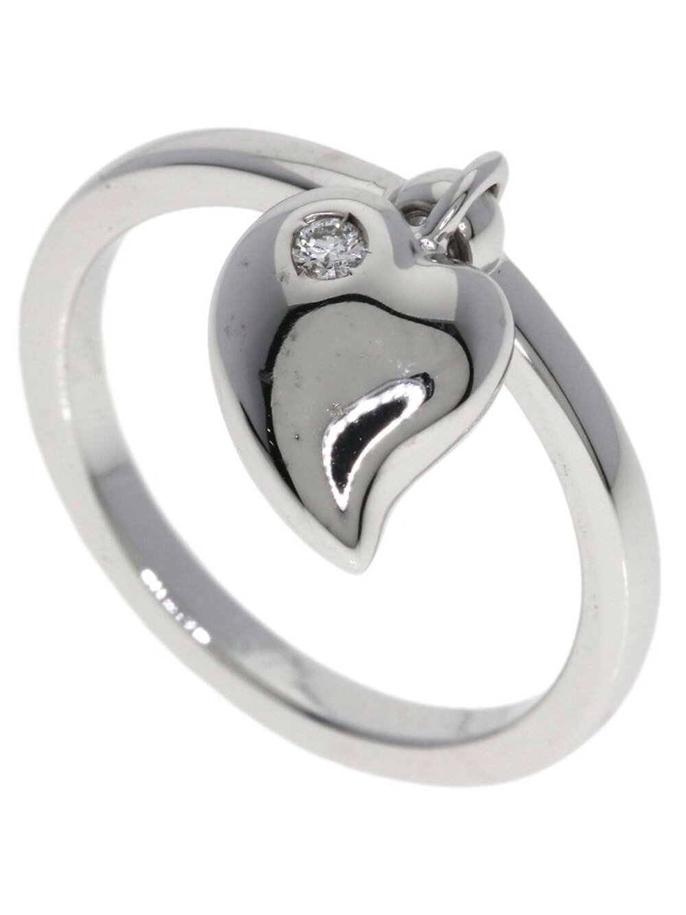 Dior Heart Charm Diamond 52 Ring 18k White Gold